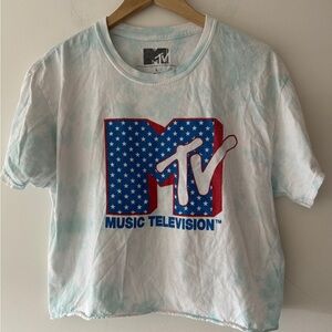 MTV Cropped Tie Dye Graphic Tee